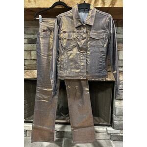 Womens/Jrs FUBU Y2K Metallic Straight Leg Jeans Size 5/6 Jacket Size 7/8 *D2